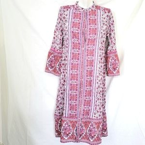 TDDPSSHDP Dress Cotton Spandex Button Bell Sleeves Medium